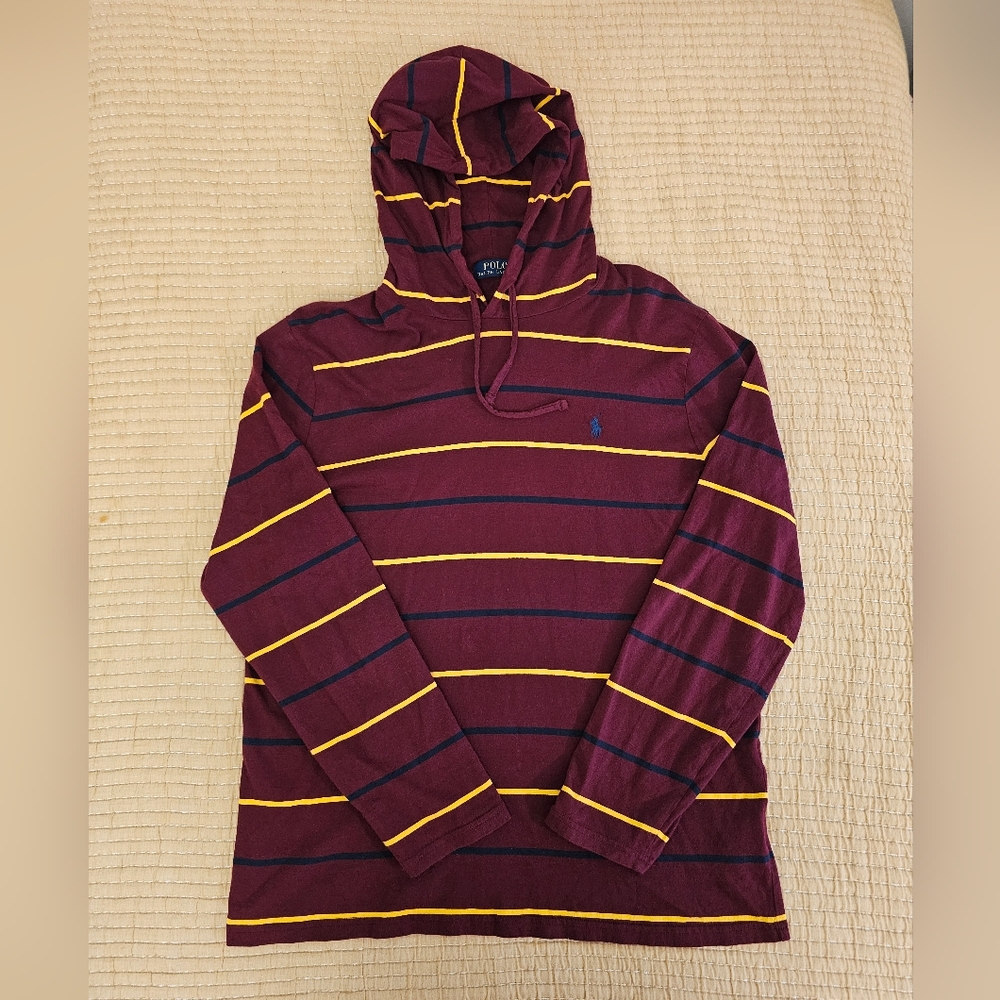 Polo‎ Ralph Lauren Hoodie Rugby 100% Cotton Shirt Lightweight Preppy Men's L